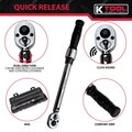 K-Tool International Adjustable Ratcheting Torque Wrench, 30-250 In/Lbs, 3/8" Drive KTI72120A